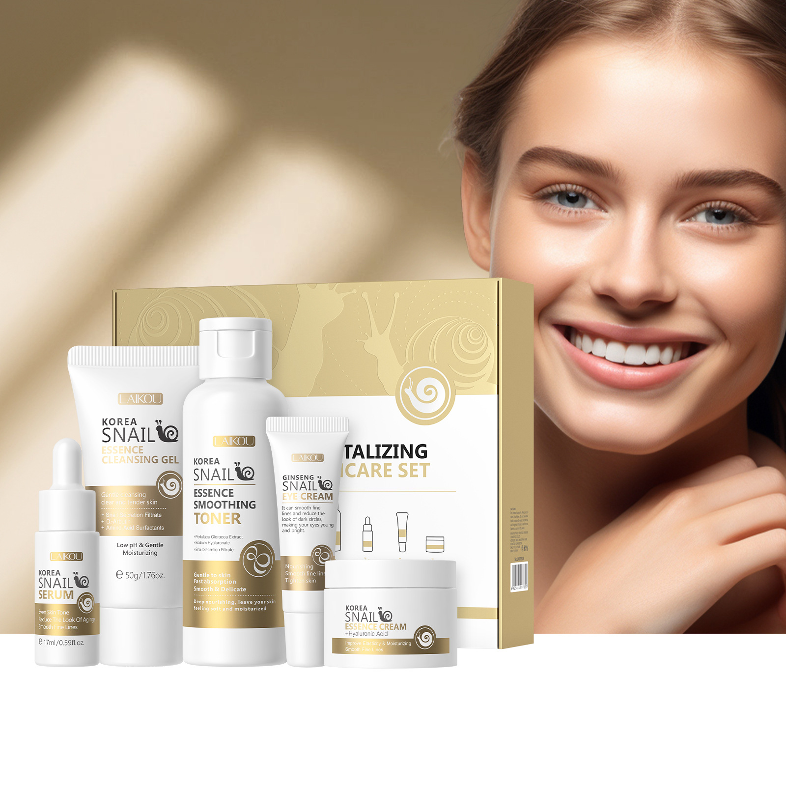 Skincare Collagen - 5 pçs encaixotado coreia caracol conjunto