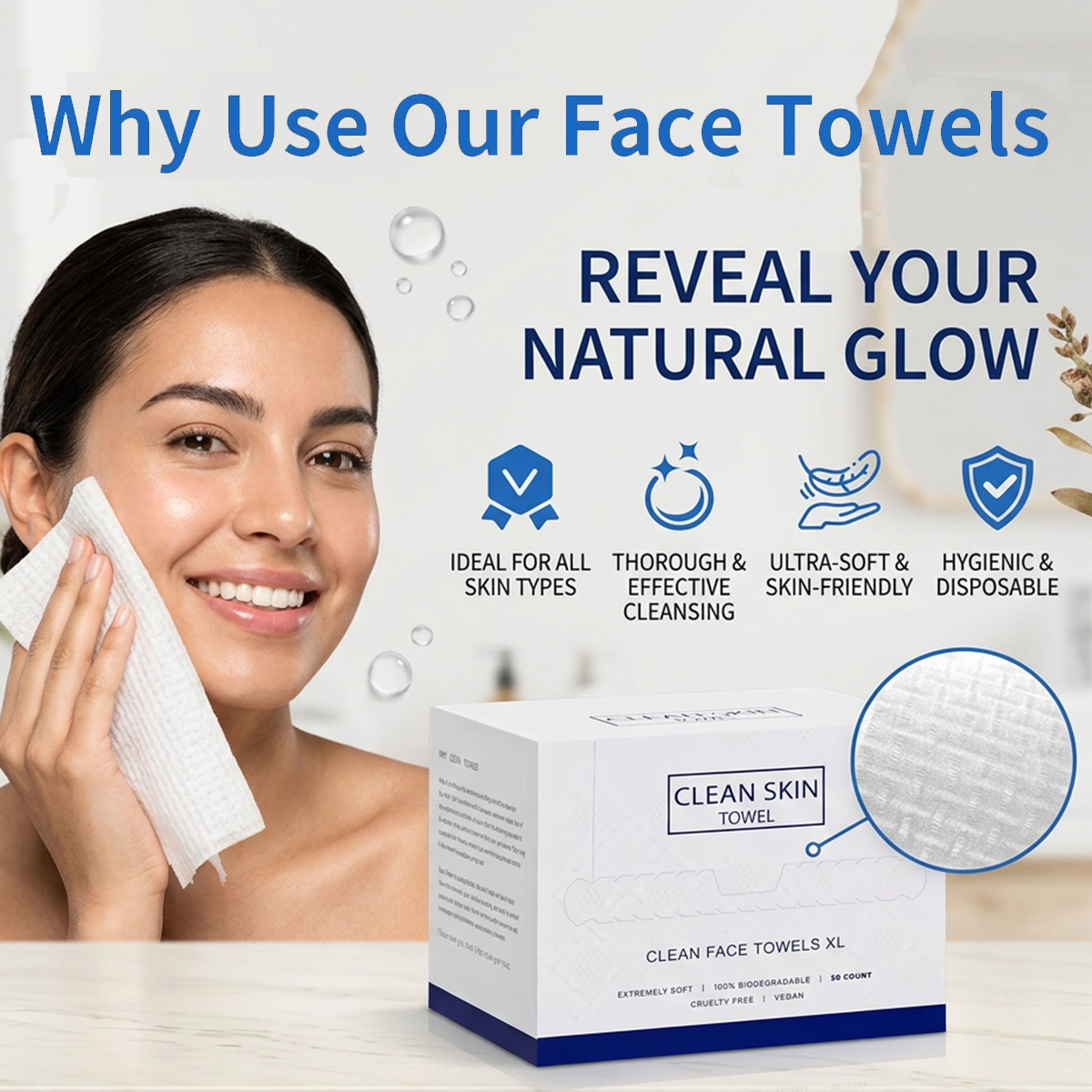 Xl Skincare - 50 Unidades/Caixa Toalhas Faciais Descartáveis para