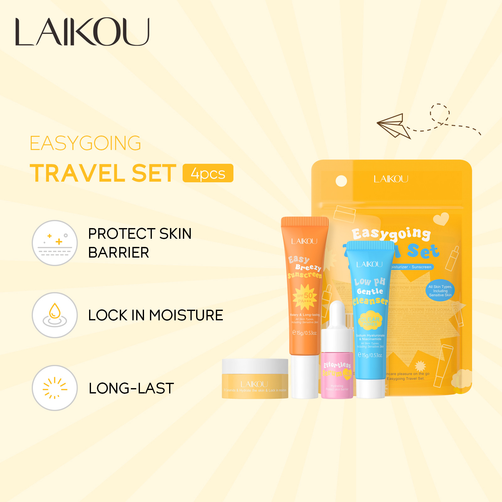 4 pçs laikou ceramida terno de - Spf 50 Sunscreen avaliação e preço